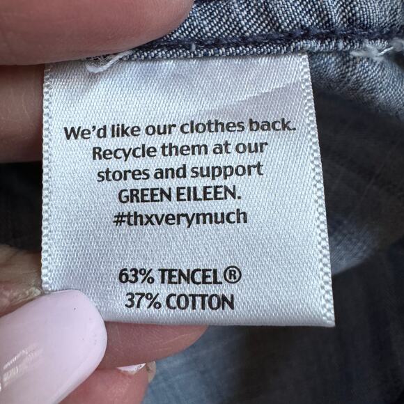 Eileen Fisher Chambray Denim Button Down Front Cotton Blouse Top Size Small EUC - Picture 11 of 12